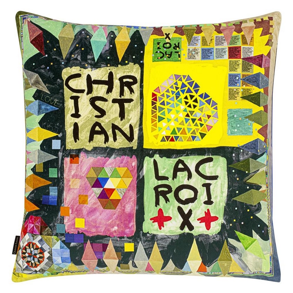 Christian Lacroix Arlecchino Wood Abstract Cushion Multi